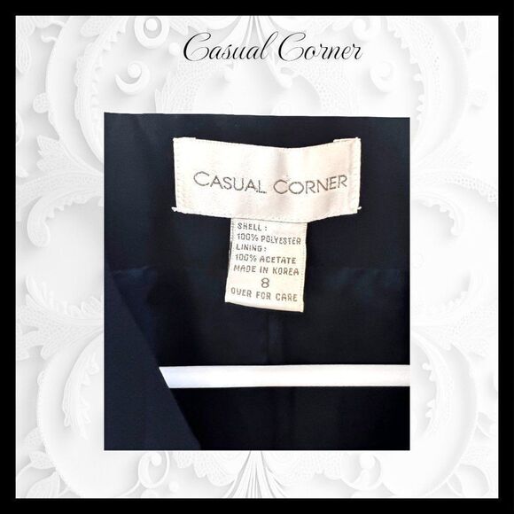 Casual Corner Women's Sz. 8 Three Button Bal Collar Black Blazer Jacket, Lined - Picture 4 of 7